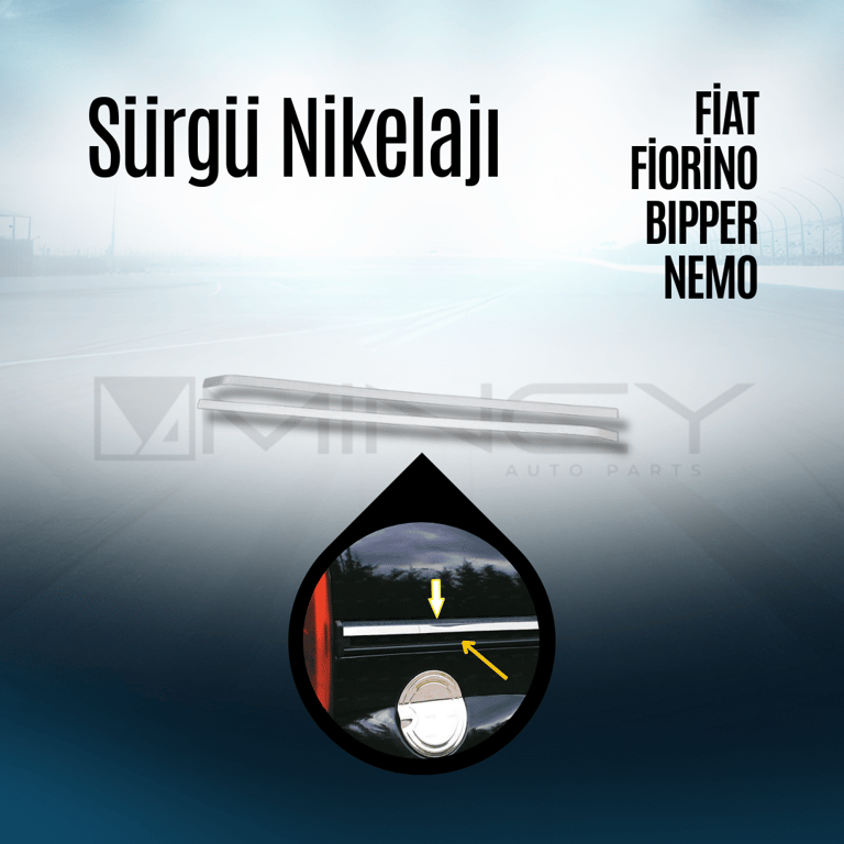 Mincy Sürgü Kapı Nikelajı 2 Parça (Paslanmaz Çelik) – Fiat Fiorino, Peugeot Bipper, Citroën Nemo